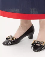 Valentino Bowow Pump In Kidskin With Studs 45Mm - Image 7